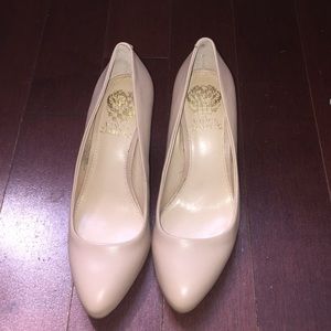 Vince Camuto beige leather pumps